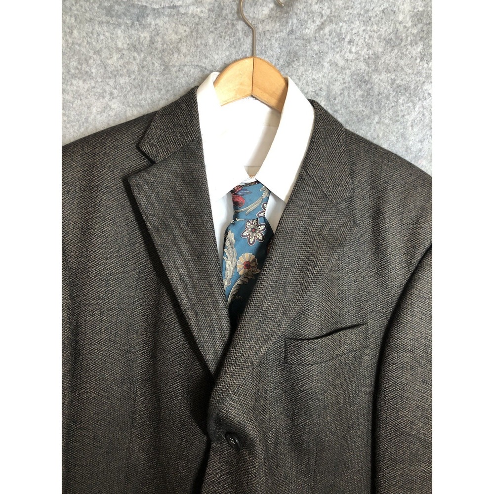 Oscar De La Renta Blazer 44L Brown Lambswool Suit Coat Jacket Business Classic‎